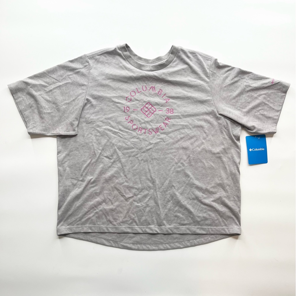 Columbia T-Shirt Womens Medium Gray Cotton North Cascades Relaxed Tee NWT